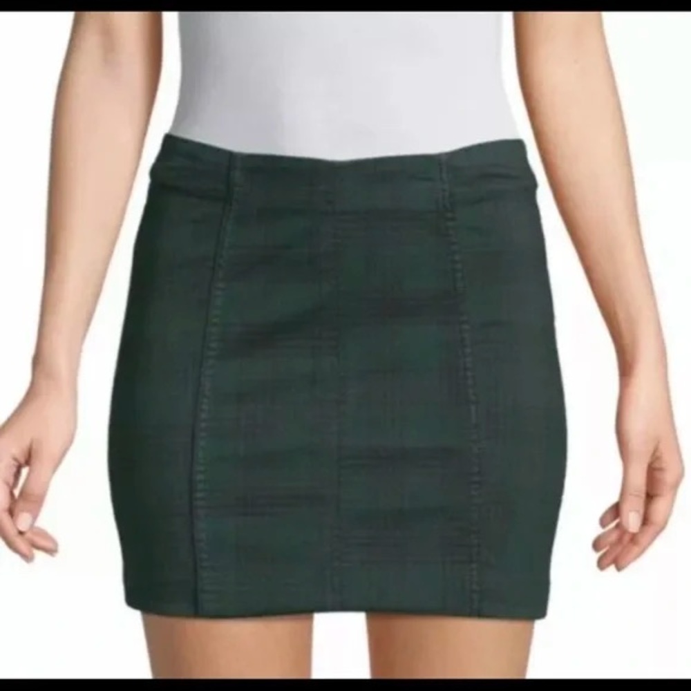 PRICE DROP! Free People NWT Modern Plaid Miniskirt- Dark Green